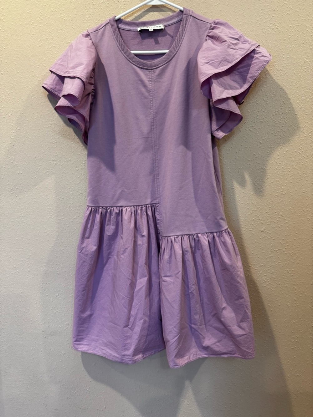 Lavender Ruffle Sleeve Womens Dress